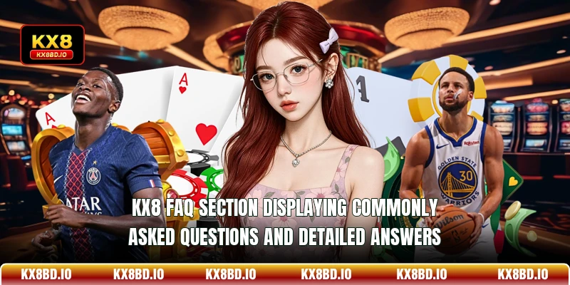 KX8 FAQ section displaying commonly asked questions and detailed answers